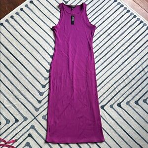 WHBM Bright Amethyst FORME Rib Sleeveless MIDI Dress. NWT. Size L.